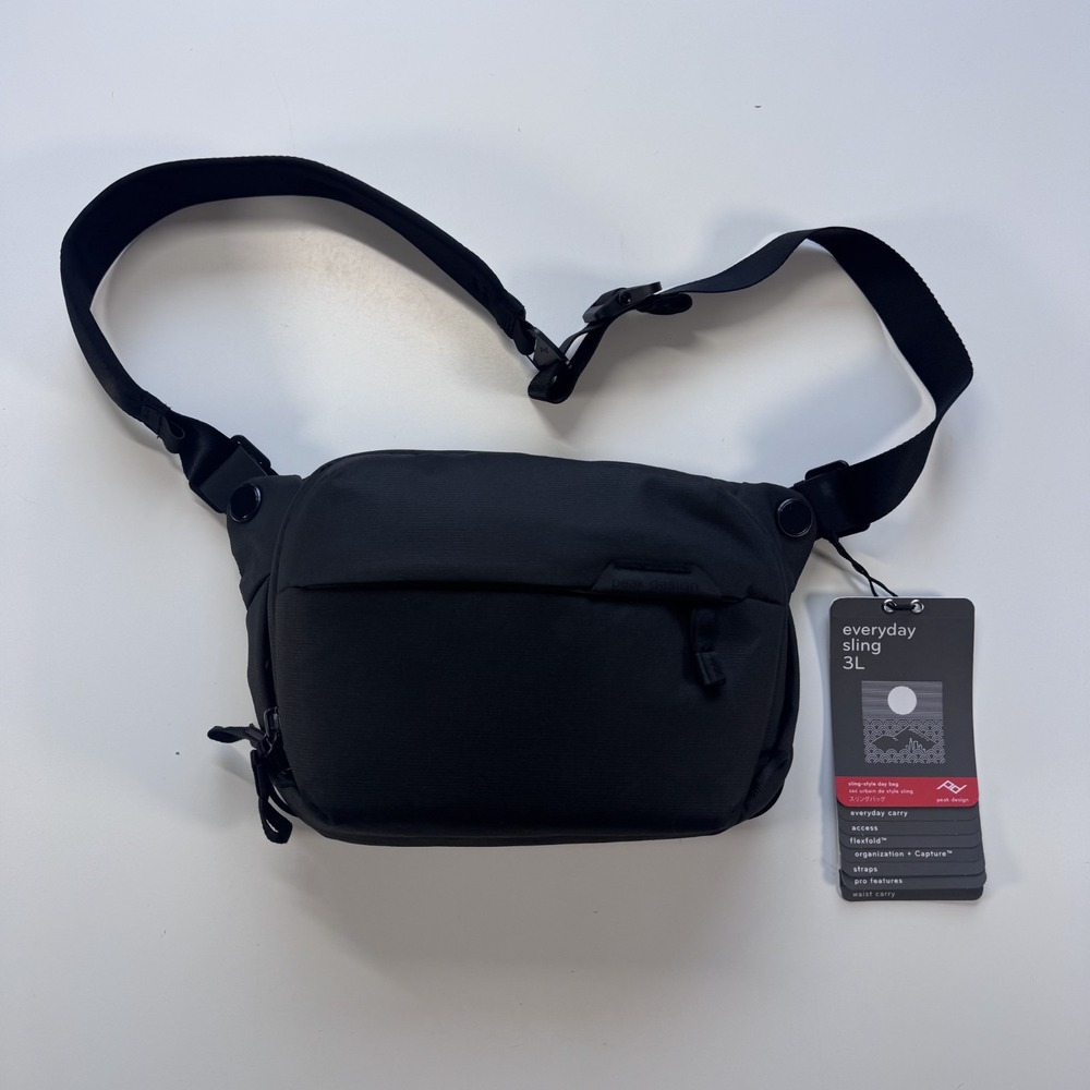 PEAK DESIGN Everyday Sling 3L Black Camera Bag Crossbody Travel Tech Organizer